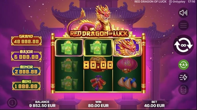 Red Dragon of Luck - ispadanje simbola s vrijednostima u osnovnoj igri